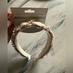 Pearl satin braided beige headband new women’s headband